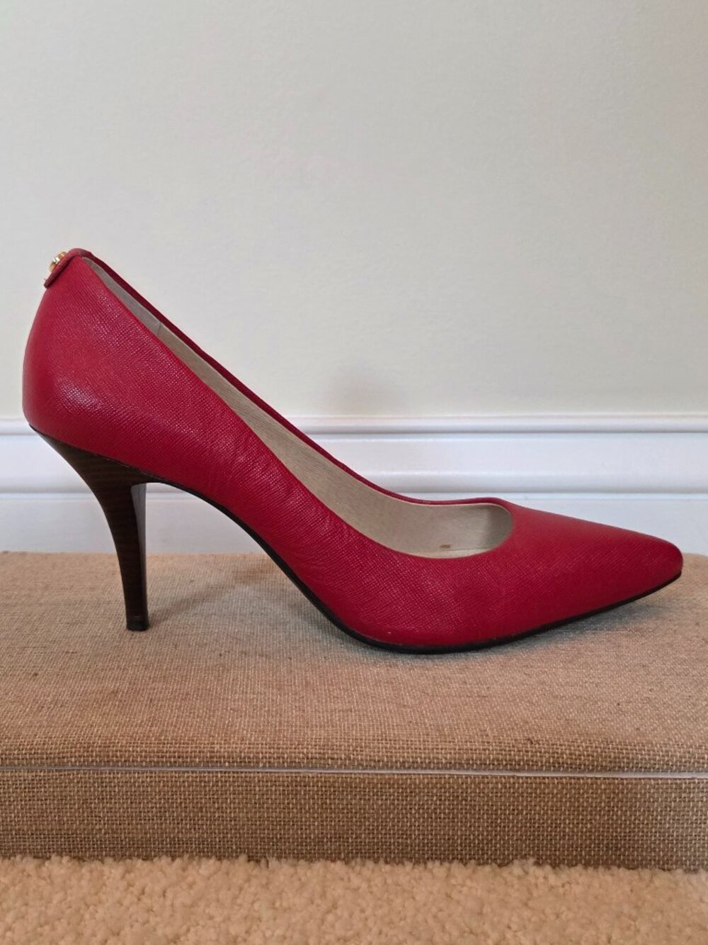 Michael Kors Red Saffiano Textured Leather Pumps